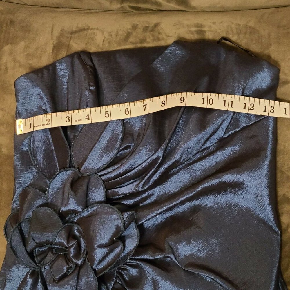 Jessica McClintock Vintage Dress Taffeta Faux Wrap with Florette Blue Size 8 EUC - Picture 9 of 10